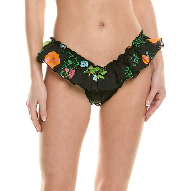 Cynthia Rowley womens  Flirt Ruffle Bikini Bottom, S, Black