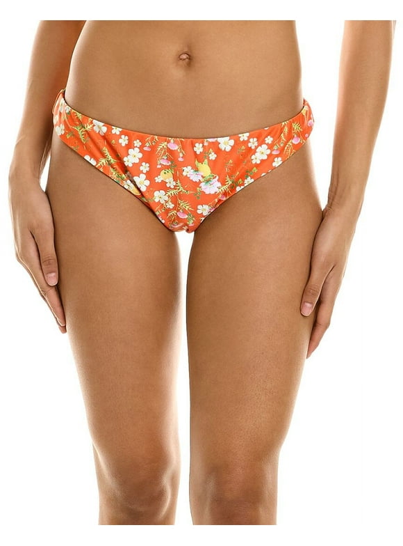 Cynthia Rowley womens  Printed Bikini Bottom, L, Orange