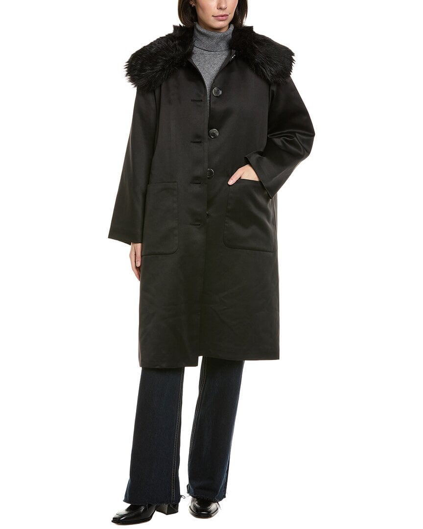womens Satin Coat, m, Black