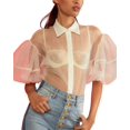 thumbnail image 1 of Cynthia Rowley womens  Short Sleeve Sheer Bliss Blouse, l, 1 of 3