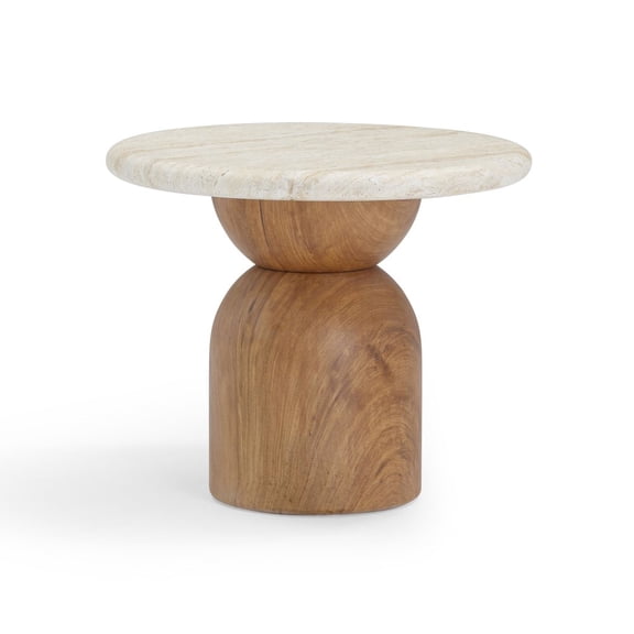 TOV Furniture Cynthia Travertine Concrete Indoor / Outdoor Side Table