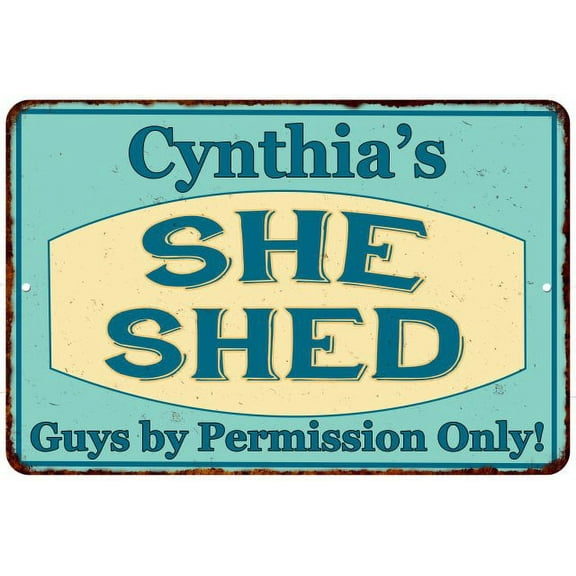 Cynthia's SHE SHED Metal Sign Wall Decor Gift 8x12 108120039031
