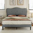 thumbnail image 1 of CypBed Furniture Upholstered Platform Bed Frame Solid Wood Slats, No Box Spring Needed, Full Size – Grey, 1 of 7