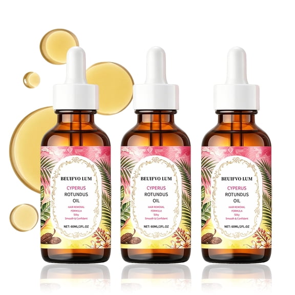 Cyperus Rotundus Oil for Hair Removal - 100% Pure Natural Botanical Oil for Face, 3 Pack