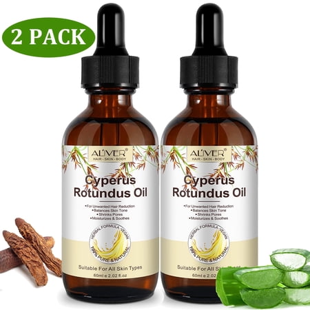Cyperus Rotundus Oil for Hair Removal 2-Pack, Aliver Body Hair Removal Oil, Tighten Pores, Moisturizes & Soothes Skin