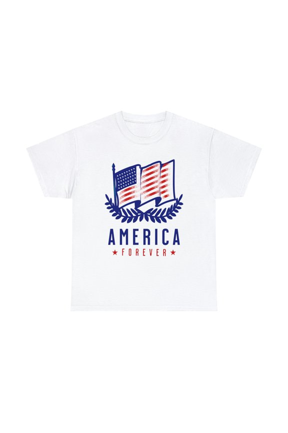 America Forever #2 Patriotic Short Sleeve Unisex White T-shirt