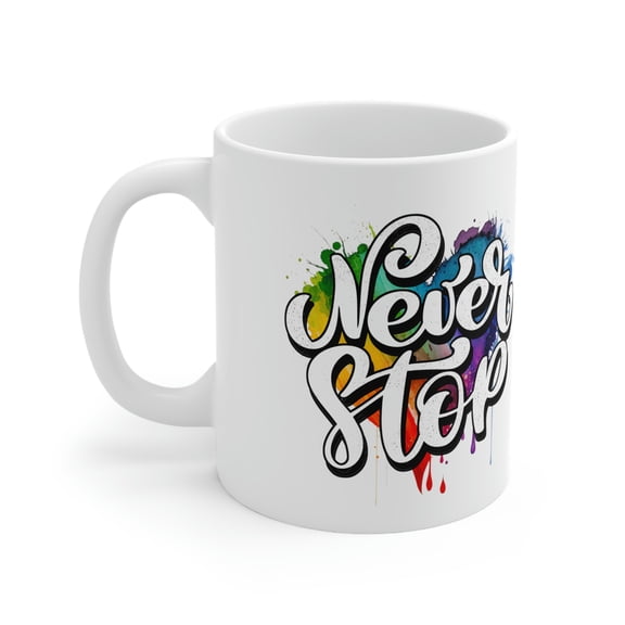 Cypher Sage Never Stop Pride Mug / 11oz White Ceramic Mug