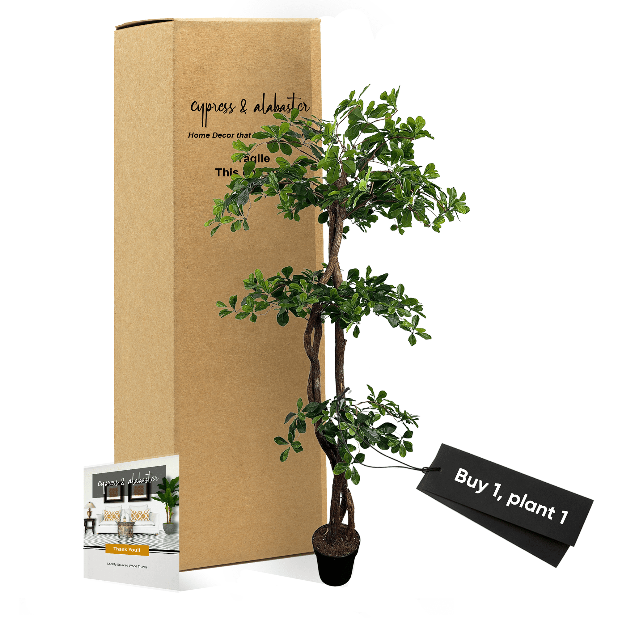 Cypress & Alabaster 6' Handmade Artificial Black Olive Tree, Faux ...