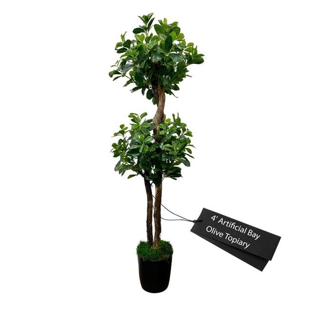 Cypress & Alabaster Handmade 4' Artificial Bay Olive Topiary Tree In ...