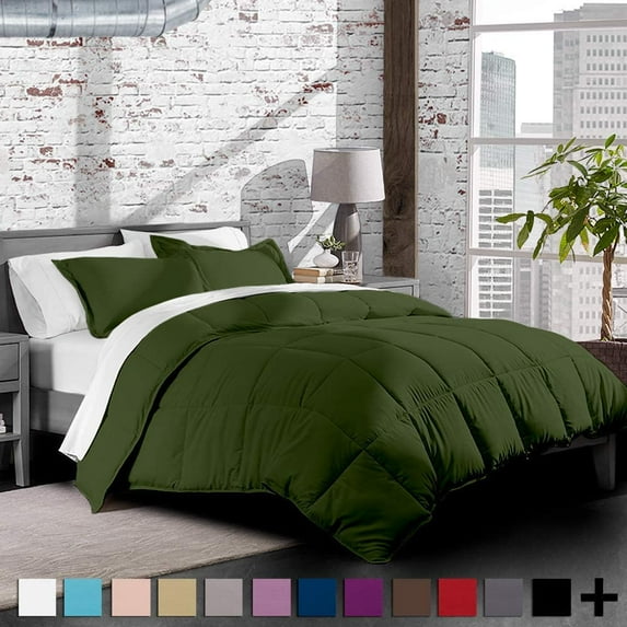 Cypress Army Green Twin Extra Long Comforter Set by Ivy Union