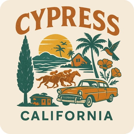 Cypress California Keepsakes Souvenir Vinyl Sticker – Destination Travel Keepsake Collectible (3-Inches Wide)