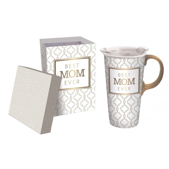 Evergreen Cypress Home Ceramic Travel Cup 17oz. withBox with Tritan Lid Best Mom Ever