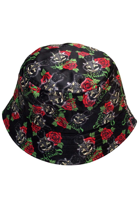 Cypress Hill Unisex Bucket Hat: Skulls & Roses Pattern (Large to X-Large)