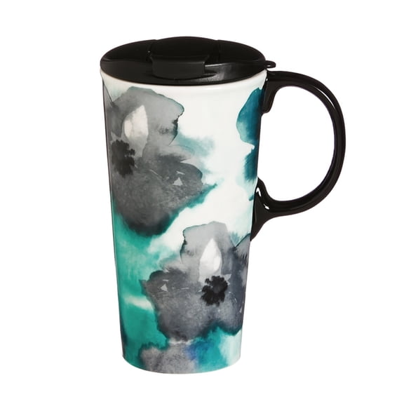 Watercolor Floral Ceramic Coffee Cup, 17 oz.
