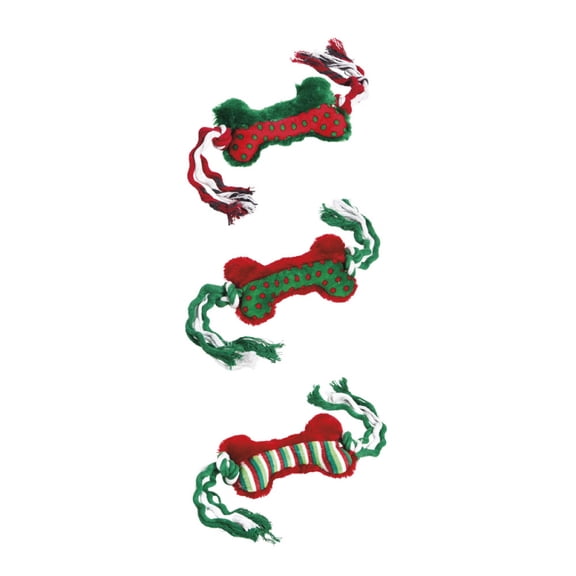 Cypress Home Holiday Plush Bone Dog Toys, Set of 3