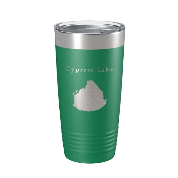 Cypress Lake Map Tumbler Travel Mug Insulated Laser Engraved Coffee Cup Kissimmee Orlando Florida 20 oz Green