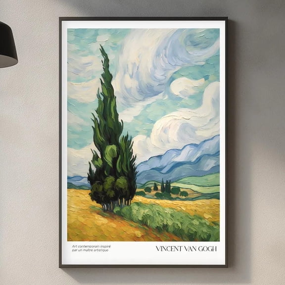 Cypress Landscape Post Impressionist Poster , Poster Print Only