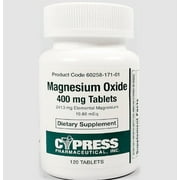 Cypress Magnesium Oxide 400mg Dietary Supplementn, 120 ct