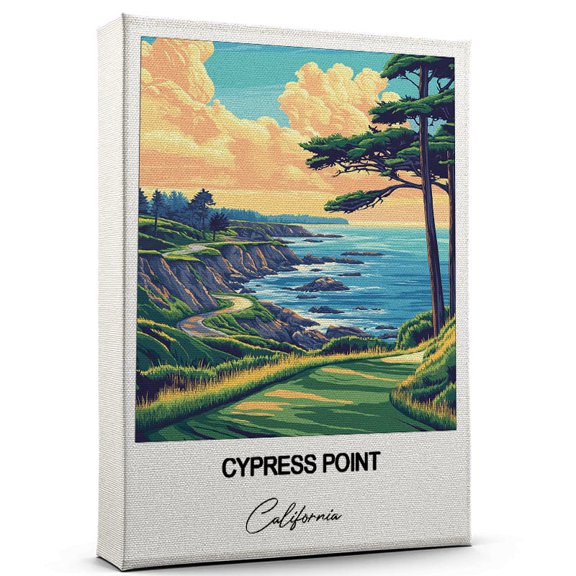 Cypress Point Travel Poster Canvas – California Canvas – Unique Gift Idea for Home, Office, or Living Space