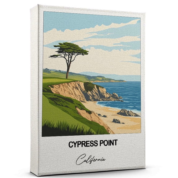 Cypress Point Travel Print on Canvas California Canvas Great for Travel Enthusiasts, Perfect for Home & Office Decor