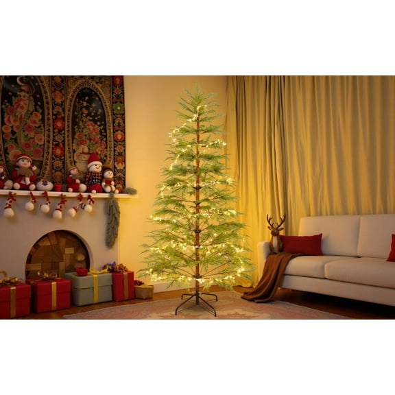 Cypress Sparse Decorations, 6FT Artificial Christmas Tree, 300 Warm White LED Lights, 612 PE Branch Tips, Metal Frame, and Hinged Design Suitable for Holiday Decorations.