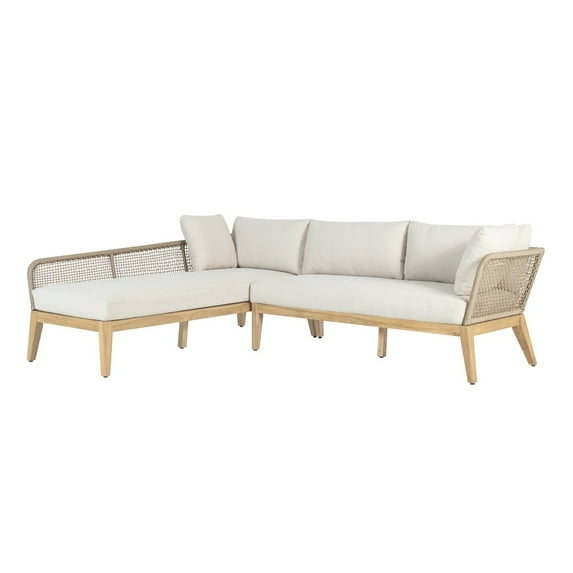 Cypress Teak Wood 2-piece Left Arm Chaise Outdoor Sectional - Beige