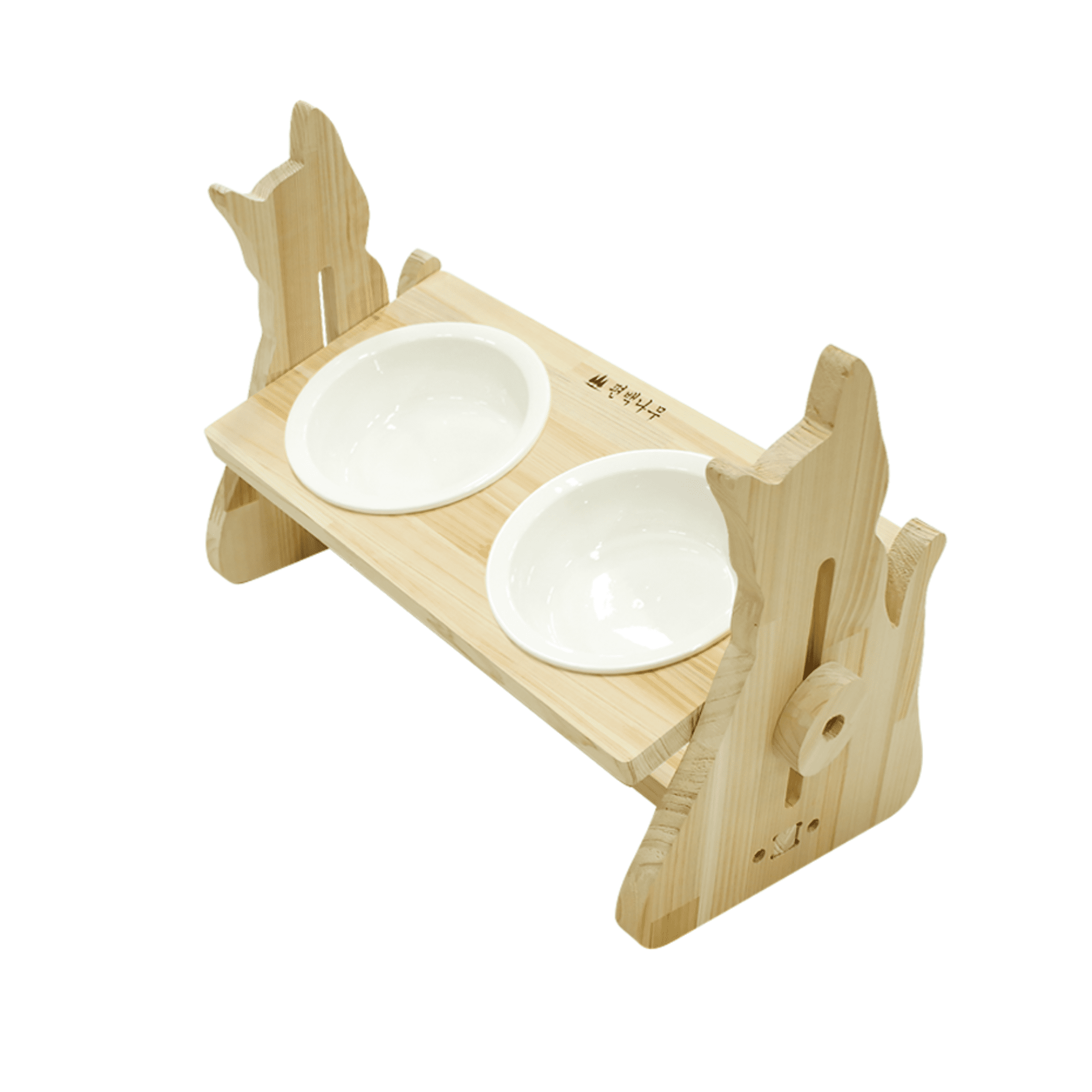 Cypress Wood Adjustable Bowl Set - For Dog & Cat Allergy Free Height Adjustable, Relaxing Angle, Sanitary Ceramic Dishes with high end furniture grade.