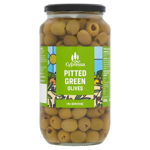 Cypressa Pitted Green Olives 860g, British Import (Pack of 2