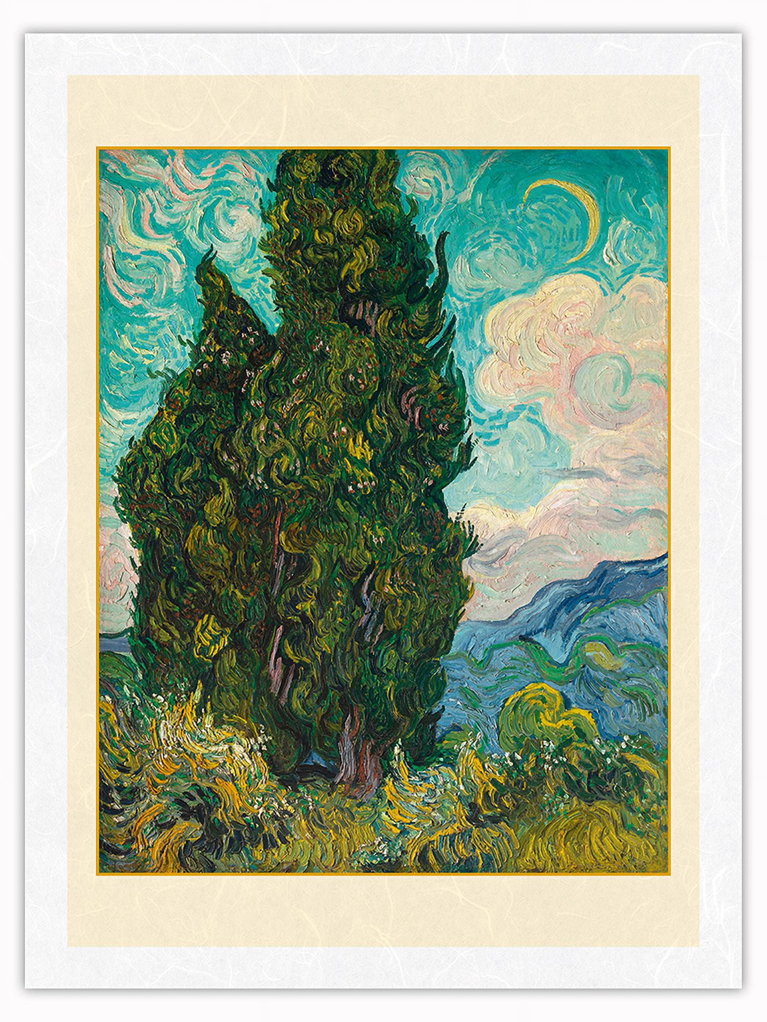 Cypresses - From an Original Color Painting by Vincent Van Gogh c.1889 ...