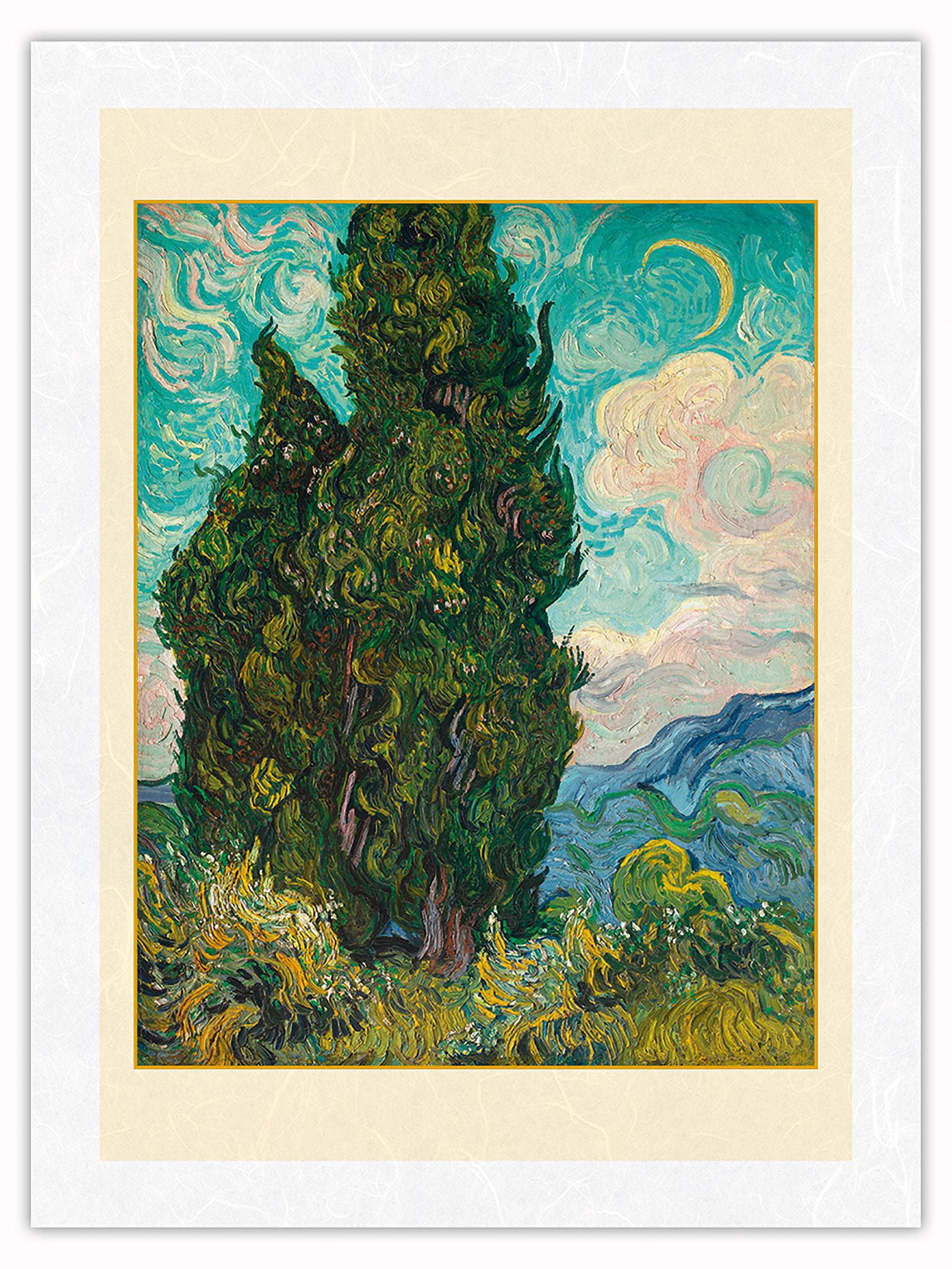 Cypresses - From an Original Color Painting by Vincent Van Gogh c.1889 ...