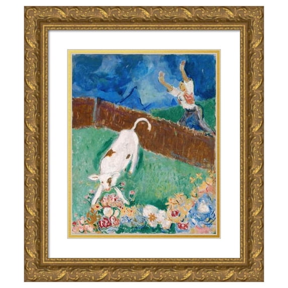 Cyprián Majerník 15x18 Gold Ornate Wood Frame and Double Matted Museum Art Print Titled - Calf (1932)