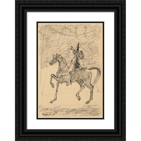 Cyprián Majerník 18x24 Black Ornate Framed Double Matted Museum Art Print Titled: Clown on a Horse (1938)