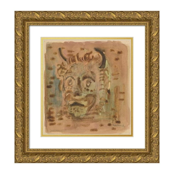 Cyprián Majerník 20x22 Gold Ornate Framed and Double Matted Museum Art Print Titled - Satyr (1942)