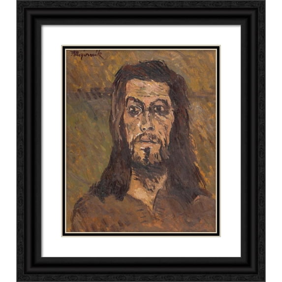 Cyprián Majerník 20x24 Black Ornate Framed Double Matted Museum Art Print Titled: The Head of Saint John the Baptist (1941)