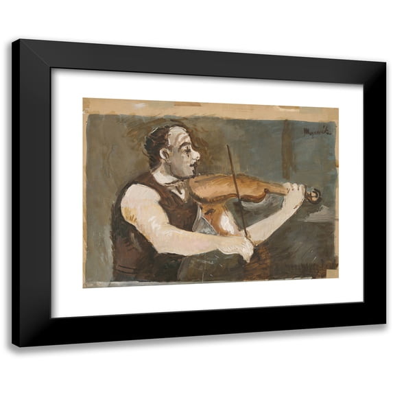 Cyprián Majerník 24x19 Black Modern Framed Museum Art Print Titled - Bullock (Gypsy Fiddler on the Back) (1936)
