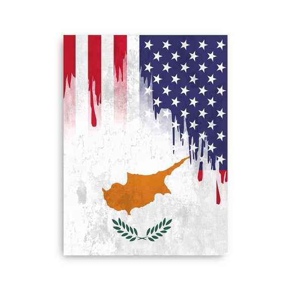 Cypriot American Flag Wall Art Friendship USA Cyprus Roots Posters - 24X36 Inch Unframed