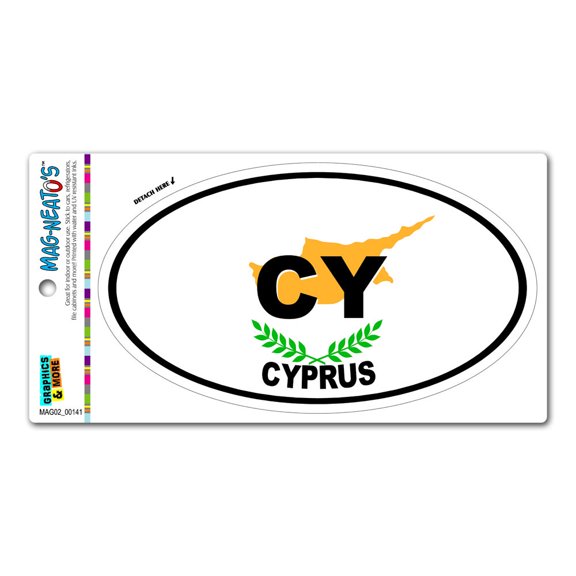 Cyprus Country Flag - CY Euro Oval Flag MAG-NEATO'S(TM) Car/Refrigerator Magnet