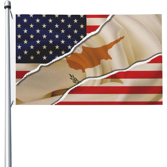 Cyprus Cypriot American Flag American 3x5 Ft Breeze Banner Double Sided Vivid Color And Fade Proof 100% Polyester Wi