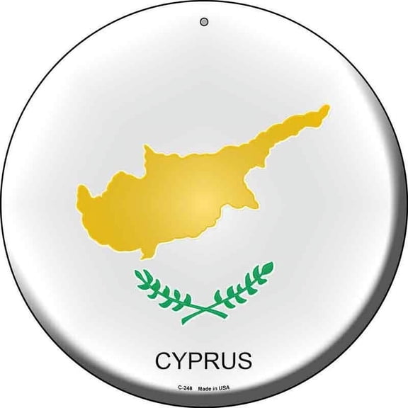 Cyprus Flag Novelty Round Circular Metal Sign Home Garage Wall Decor Size: 8 x 8 inch