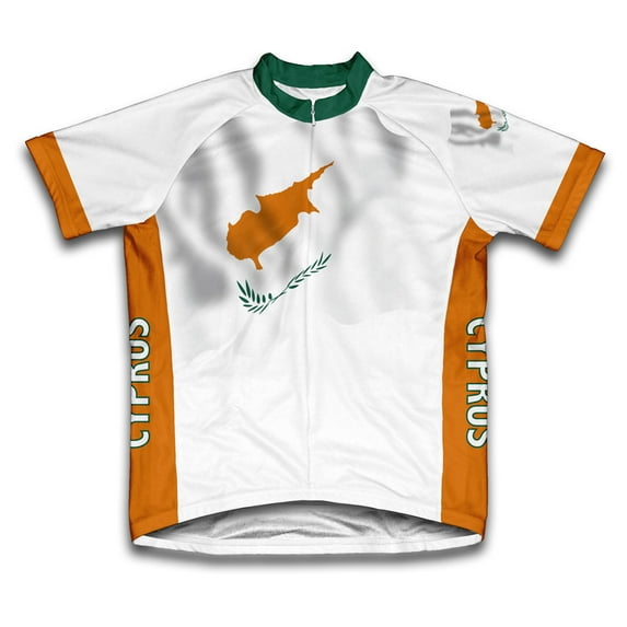 Cyprus Flag Short Sleeve Cycling Jersey for Men - Size XL