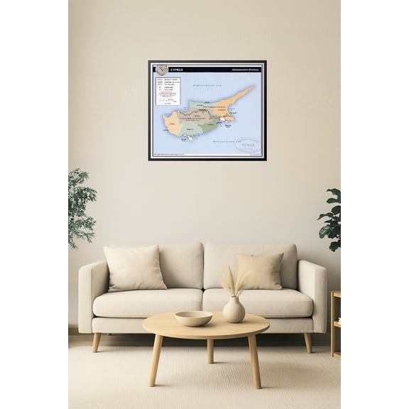 Cyprus Map Poster – Administrative Divisions with Buffer Zones 【Coated Paper】
