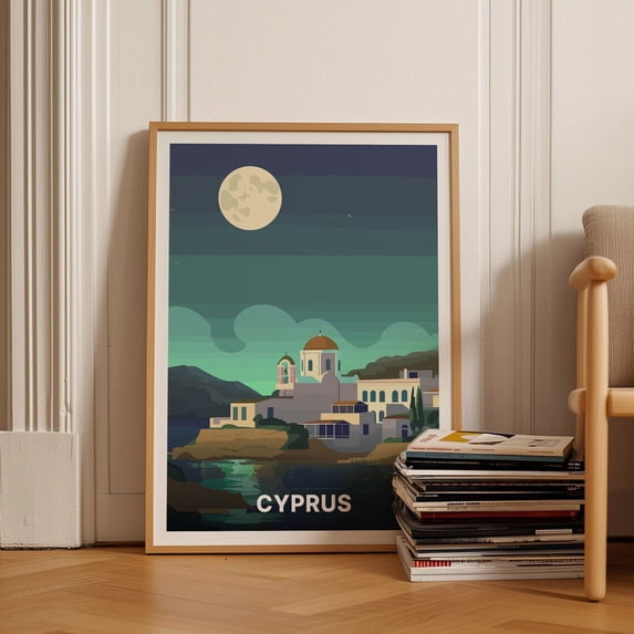 Cyprus Mediterranean Coastal Art Print Wall Art, Unframed Canvas 8x10in