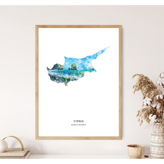 Cyprus Print, Cyprus Poster, Cyprus Map Art, Map Of Cyprus UNFRAMED Poster, 8x12