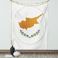 thumbnail image 1 of Cyprus Tapestry, Simple Illustration of Rounded Flag of Southern Cypriot Country, Wall Hanging for Bedroom Living Room Dorm Decor, 40W X 60L Inches, White Orange and Olive Green, by Ambesonne, 1 of 5