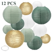 cyrico 12Pcs Paper Lanterns, Colorful Chinese/Japanese Paper Hanging Lanterns, 6", 8", 10", 12" Round Paper Lantern Lamp for Party Decorations, Wedding, Bridal, Birthday, Home