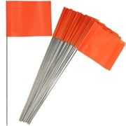 Cyrico Marking Flags 140 Pack, Orange Irrigation Sprinkler Flags for Lawn Yard, 4x5x15inch
