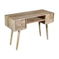 thumbnail image 1 of Cyril 45 Inch 4 Drawer Mango Wood Home Office Study Desk, Open Shelf, Angled Legs, Oak Brown- Saltoro Sherpi, 1 of 6