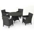 thumbnail image 1 of Cyril Outdoor 5 Piece Wicker Round Dining Set with Water Resistant Cushions, 1 of 13