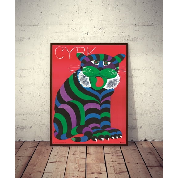 Cyrk Polish Circus Poster, Tiger Artwork, Unframed Paper Poster 8x10in