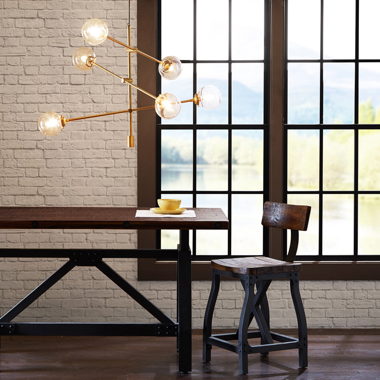 Cyrus Mid-Century Brass Sputnik Chandelier with Oversized Bulbs